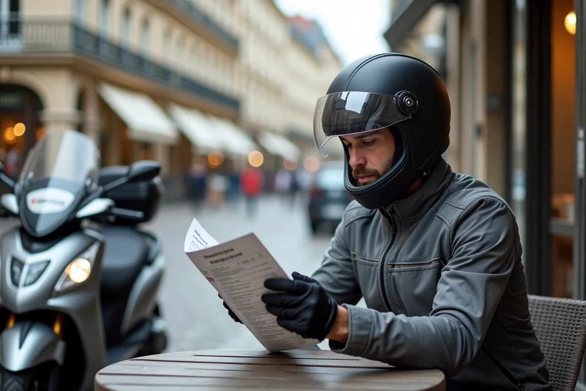 Conducteur en équipement étudiant le code de la route avant l'examen pour permis scooter 3 roues