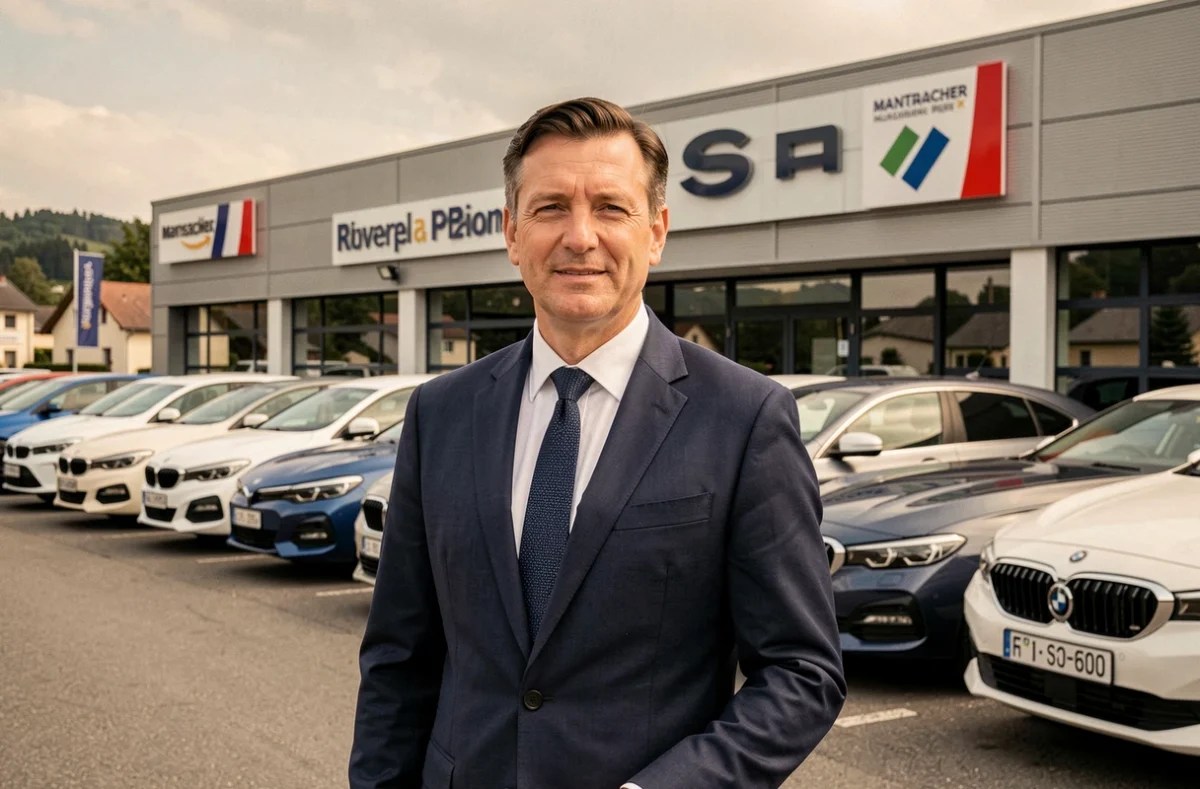 Directeur commercial de Cuisinier Automobiles devant le forecourt de la concession régionale en Auvergne-Rhône-Alpes
