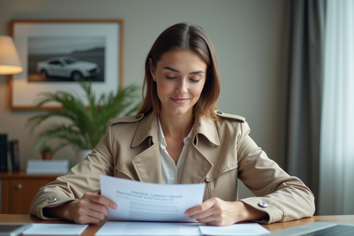 Femme étudiant des papiers d