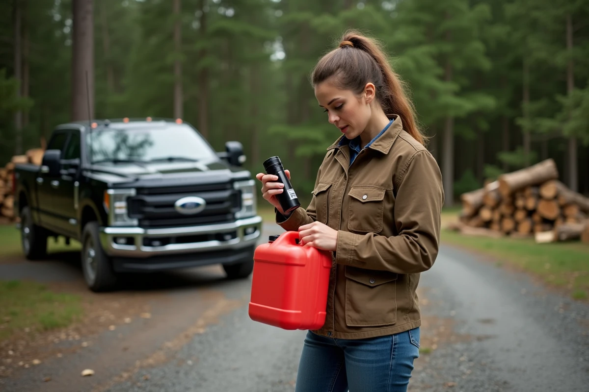 Femme vérifie une bouteille d