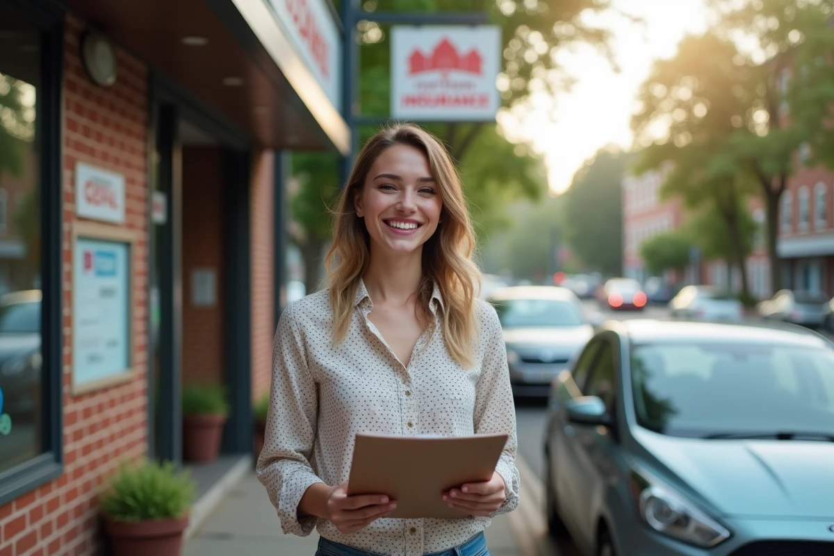 Jeune femme souriante près d