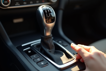 Levier de voiture automatique avec symboles P R N D L en lumière naturelle