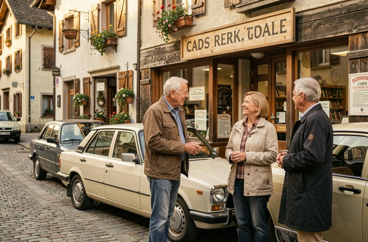 Propriétaire de l'agence historique Location Seigle à Annecy accueillant des clients fidèles devant un véhicule de location