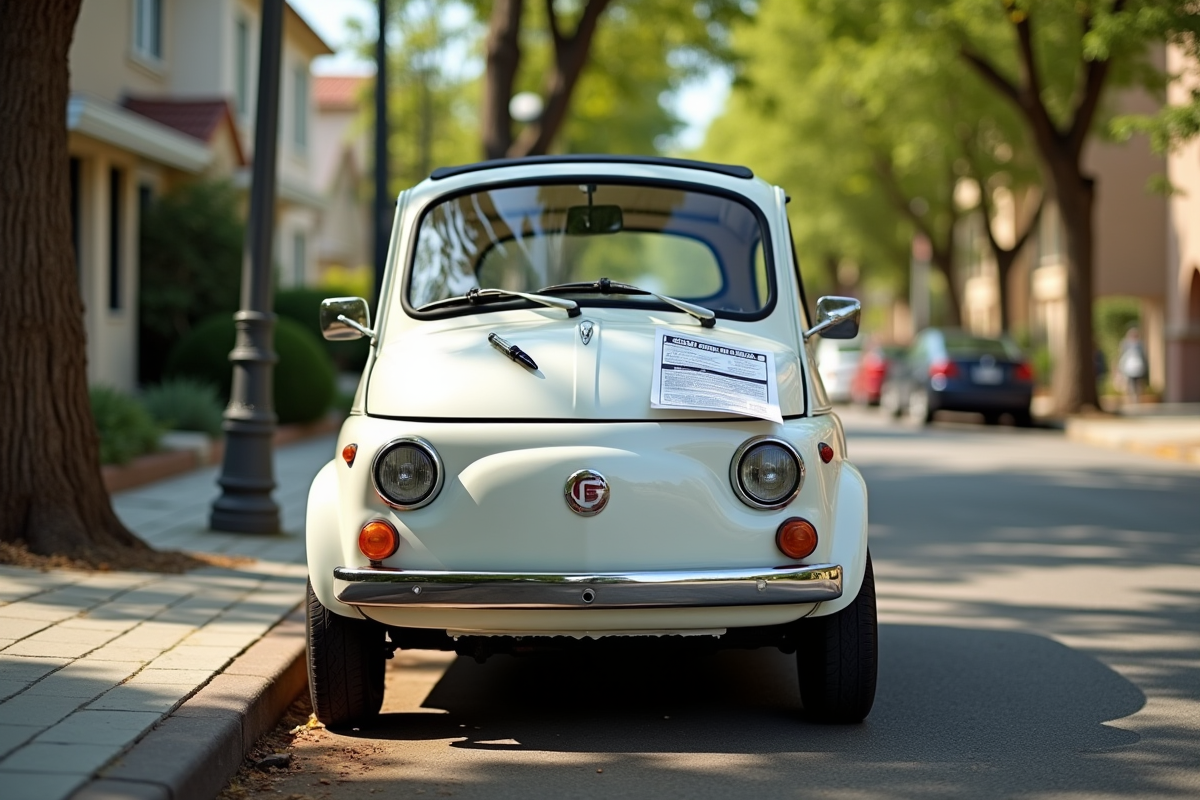 Voiture compacte sans plaque avec documents d