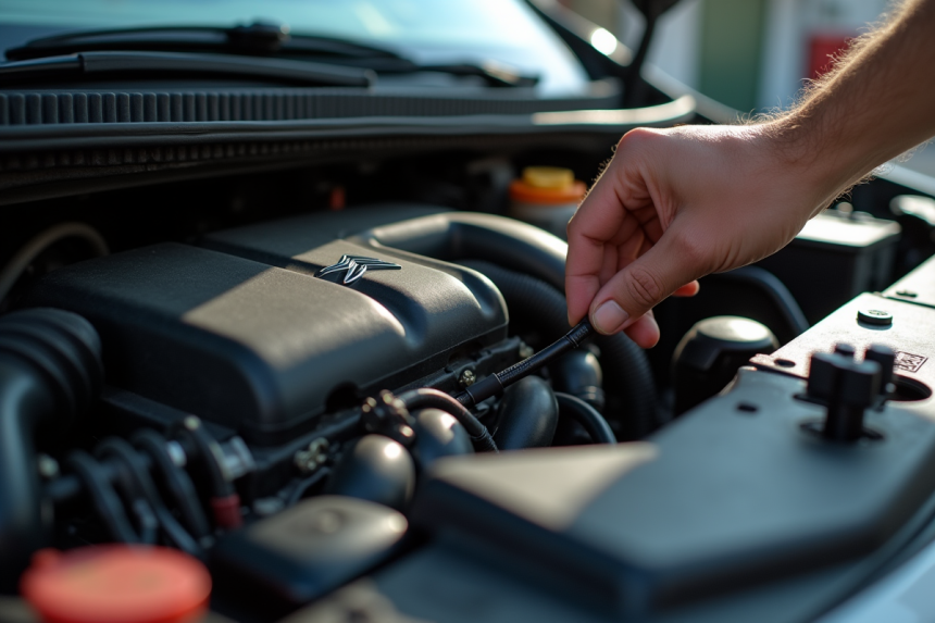 Inspection du moteur Citroën par un mécanicien