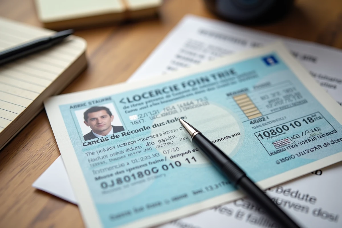 Permis de conduire probatoire posé sur un bureau avec une lettre officielle de retrait de points et des notes manuscrites