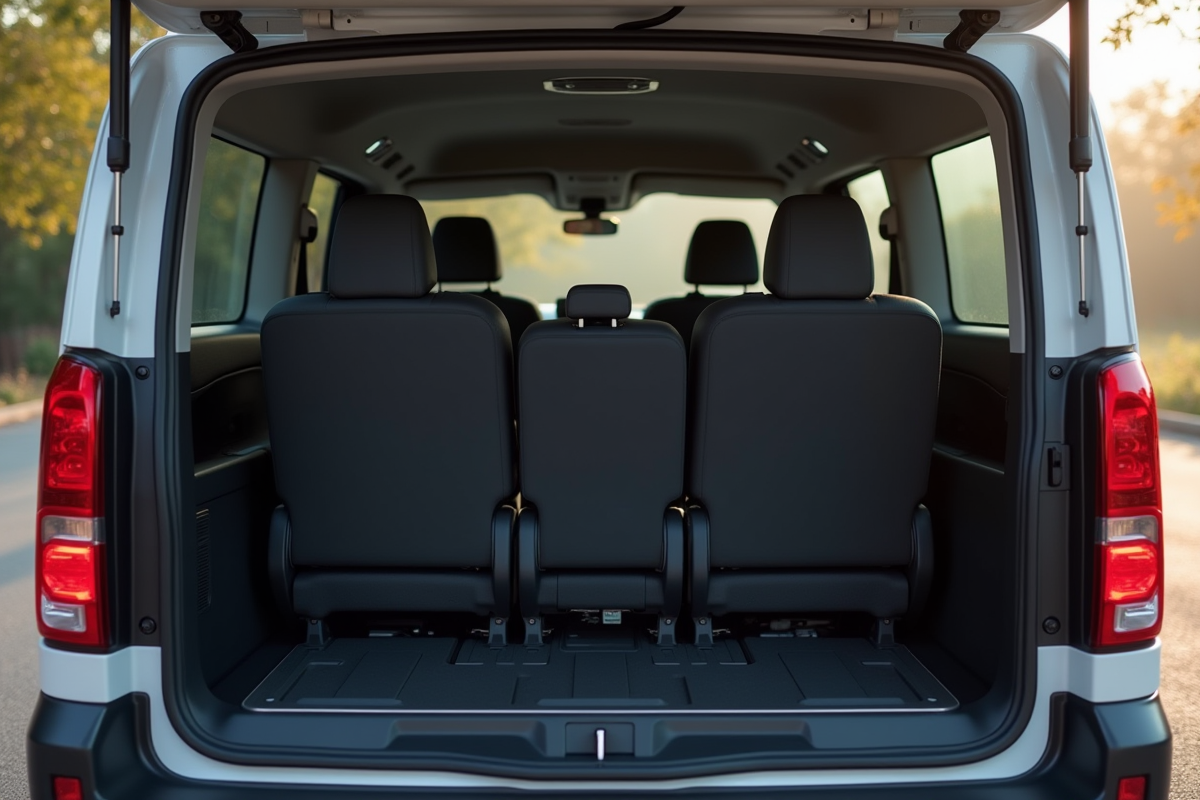 Vue des sièges arrière et du coffre du Peugeot Rifter
