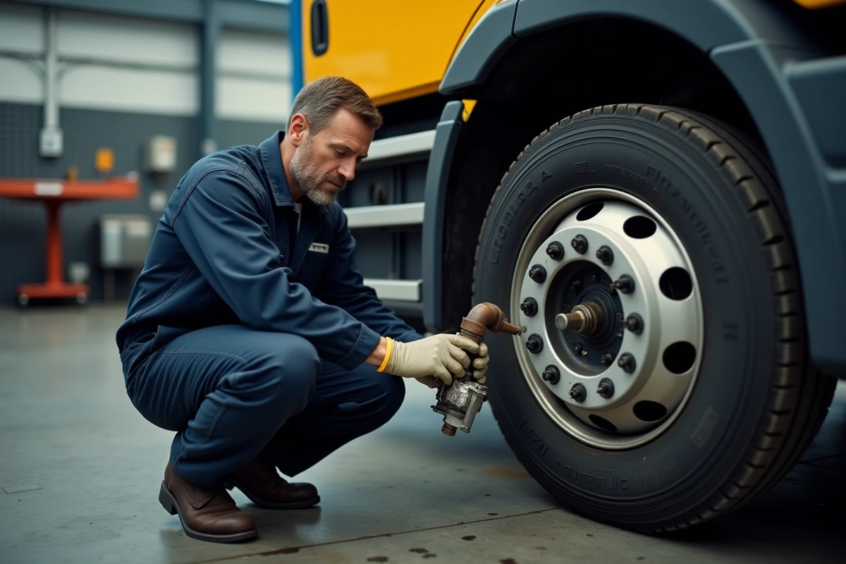 Technicien automobile inspectant le turbo d'un moteur diesel BiTDI dans un garage professionnel
