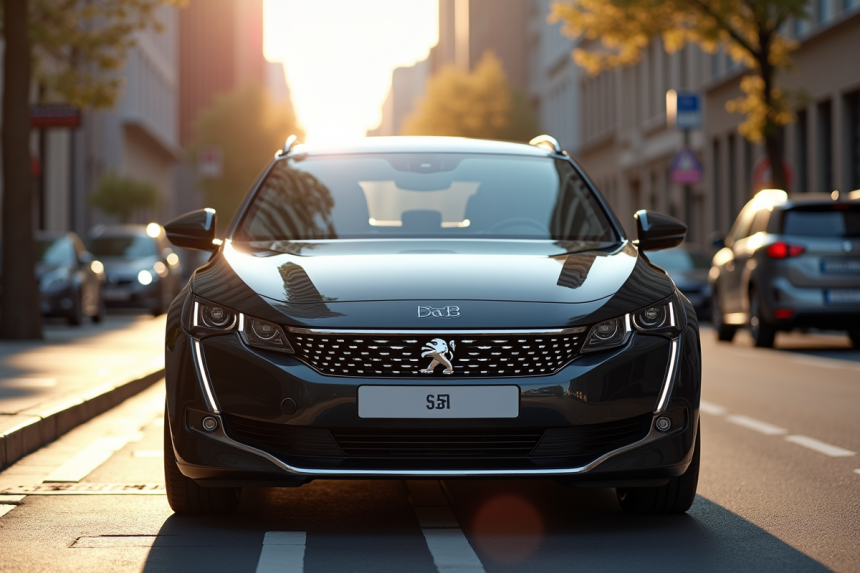 Voiture hybride urbaine moderne sur une rue ensoleillee